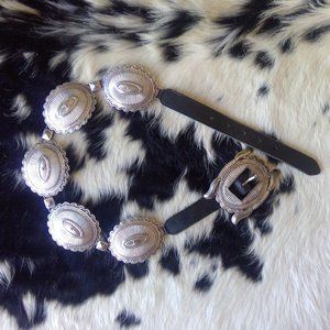 Justin western leather silver concho belt